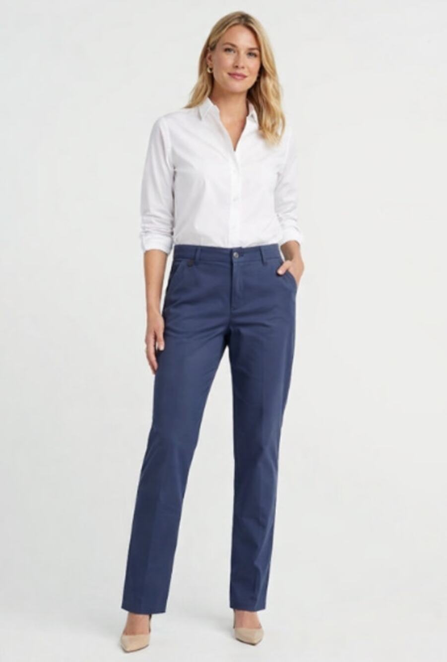 Lauren Ralph Lauren Blue Straight Leg Pants Stretch Classic Tailored Fit size 10